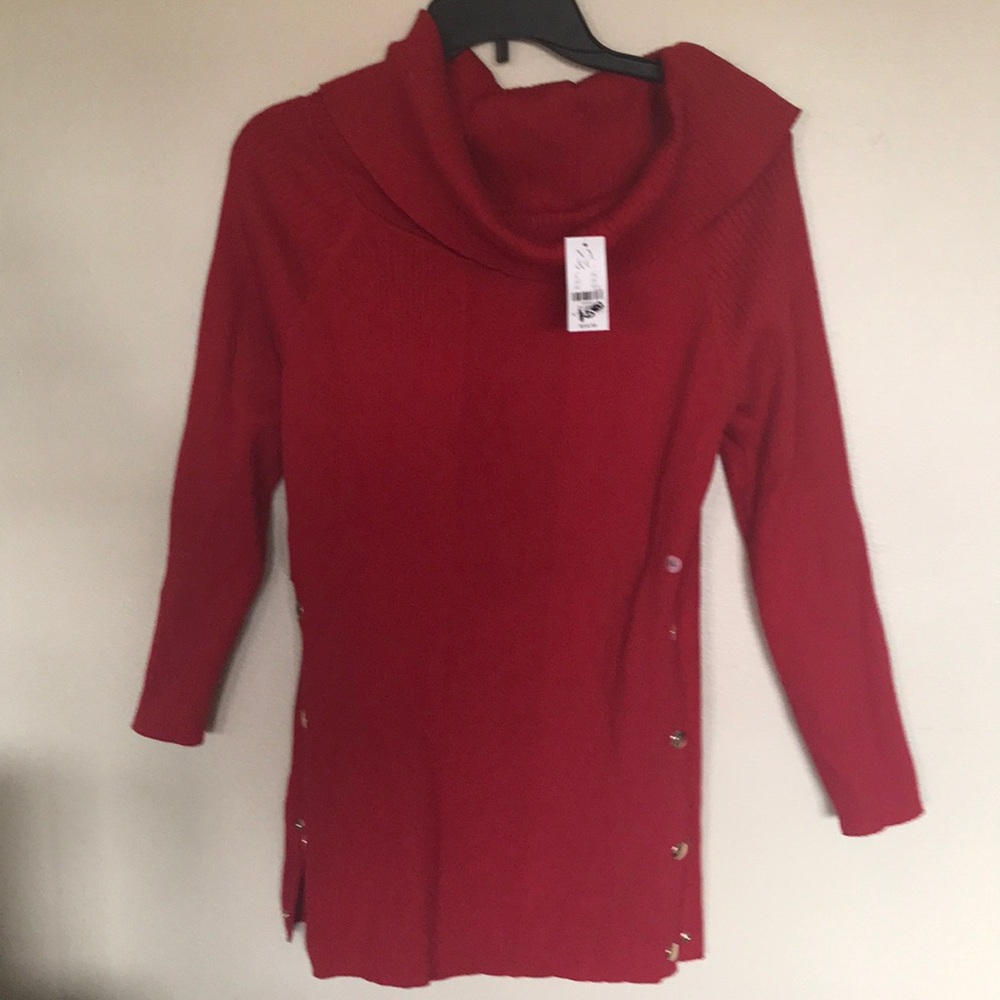 NY&Co cotton red cow neck sweater. Lightweight